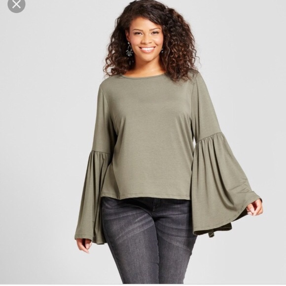 Ava & Viv Tops - Ava and Viv olive green bell sleeve top